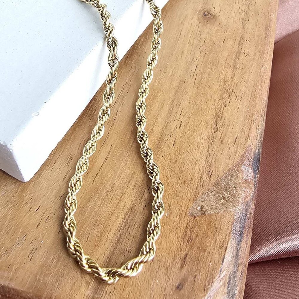 🍒 2/$20 - 16" Stainless Steel Rope Chain - 18k Gold Plated - Picture 4 of 8